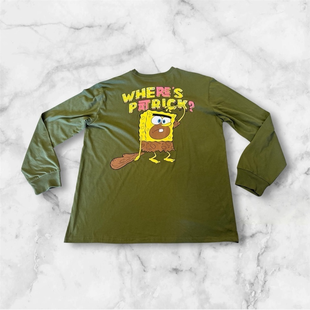 SpongeBob and Patrick caveman long sleeve shirt Nickelodeon size L green - Picture 2 of 13